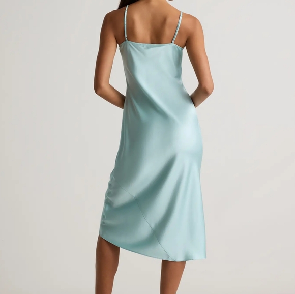 Quince 100% Silk Slip Dress. Aqua Blue. Medium. Washable. Perfect Condition. - Picture 15 of 17